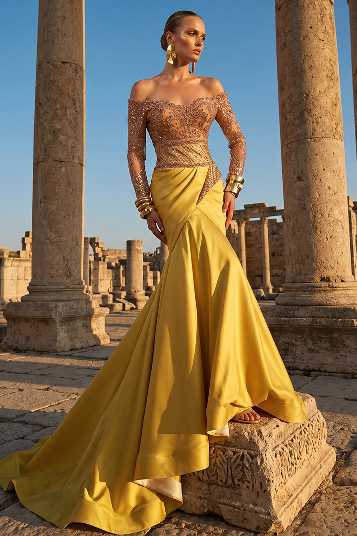 Embellished Off-The-Shoulder Mermaid Dress