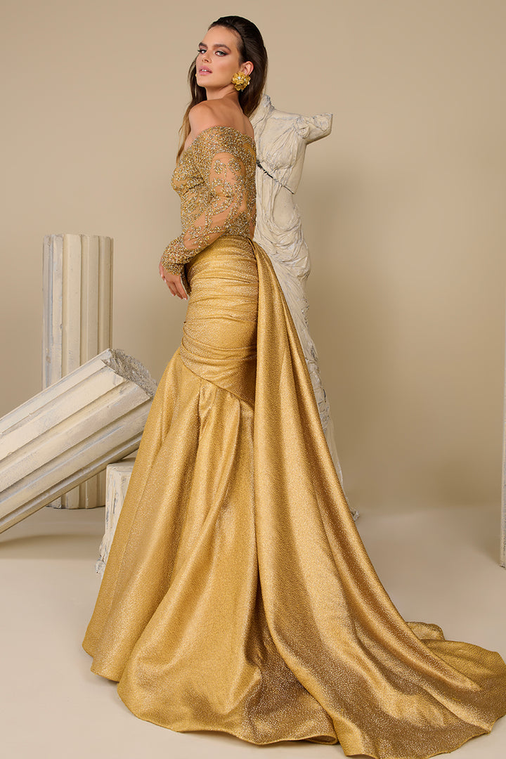 Embellished Off-The-Shoulder Mermaid Dress