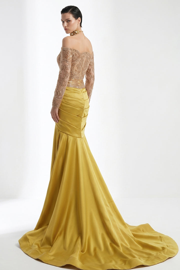 Embellished Off-The-Shoulder Mermaid Dress