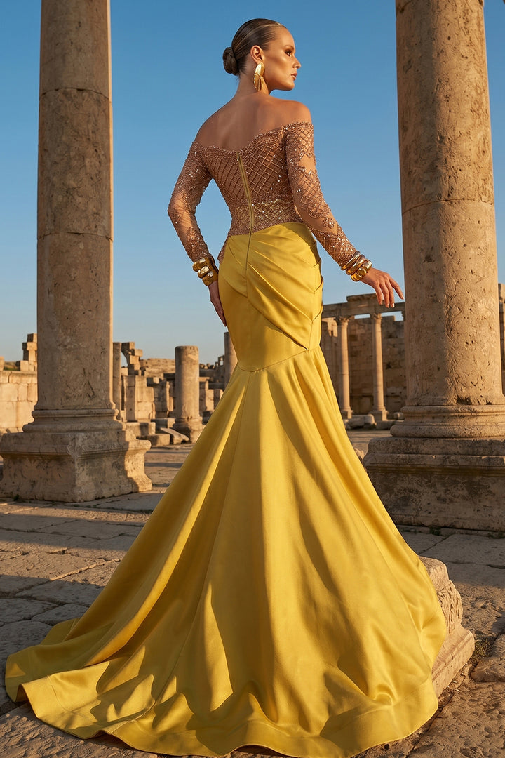 Embellished Off-The-Shoulder Mermaid Dress