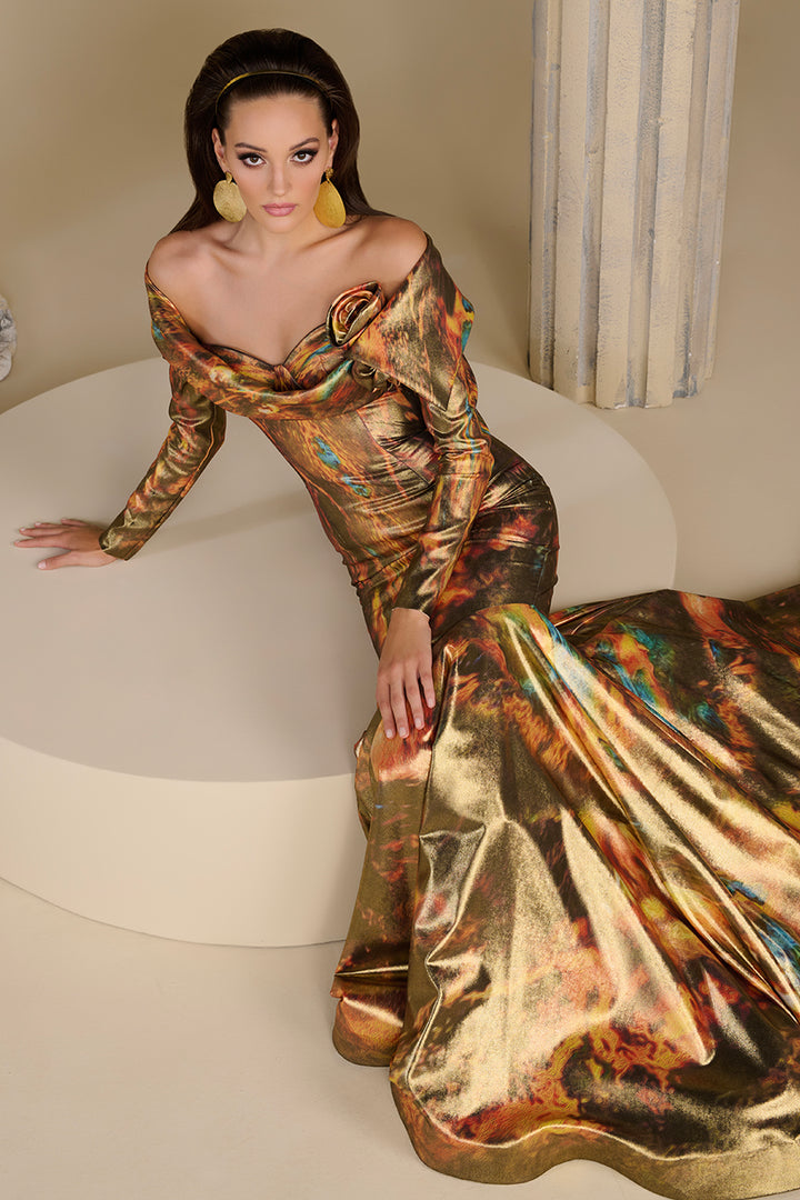 Mermaid Dress with Off-The-Shoulder Neckline