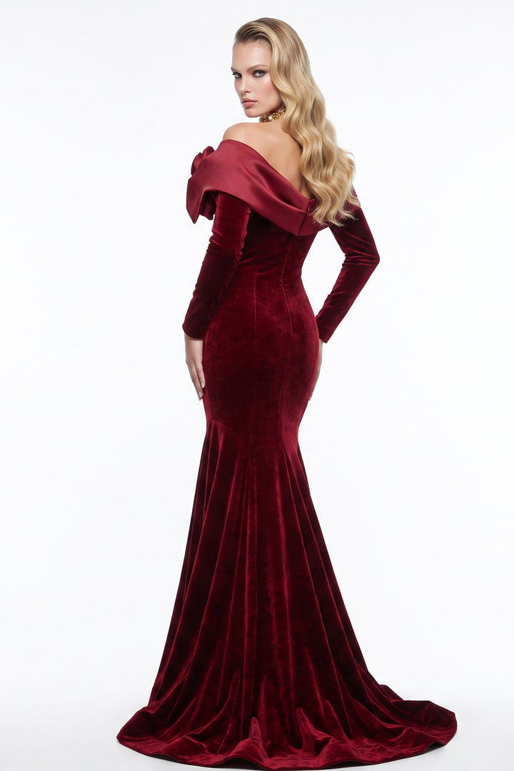 Long-Sleeve Mermaid with Floor-Length Dress