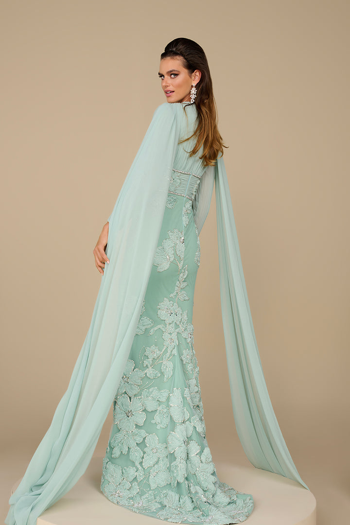 Column Dress with Fitted Bodice and Light Train