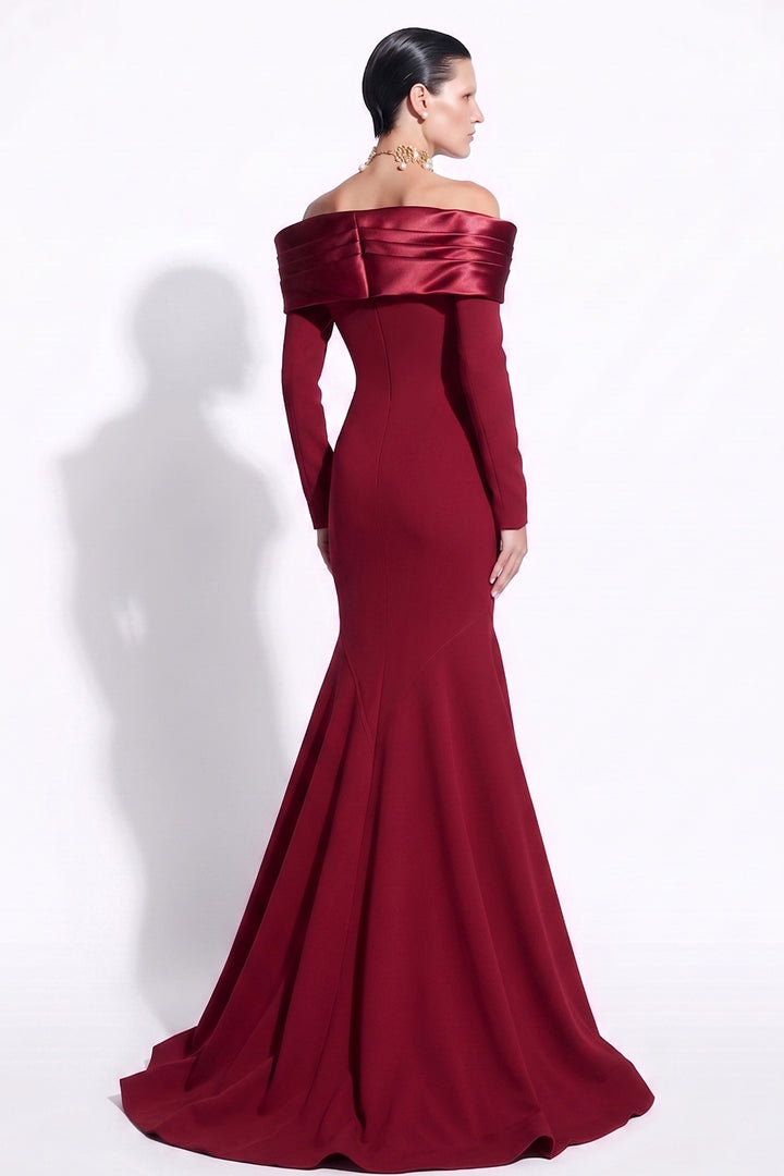 Off-The-Shoulder Satin Mermaid Long Dress
