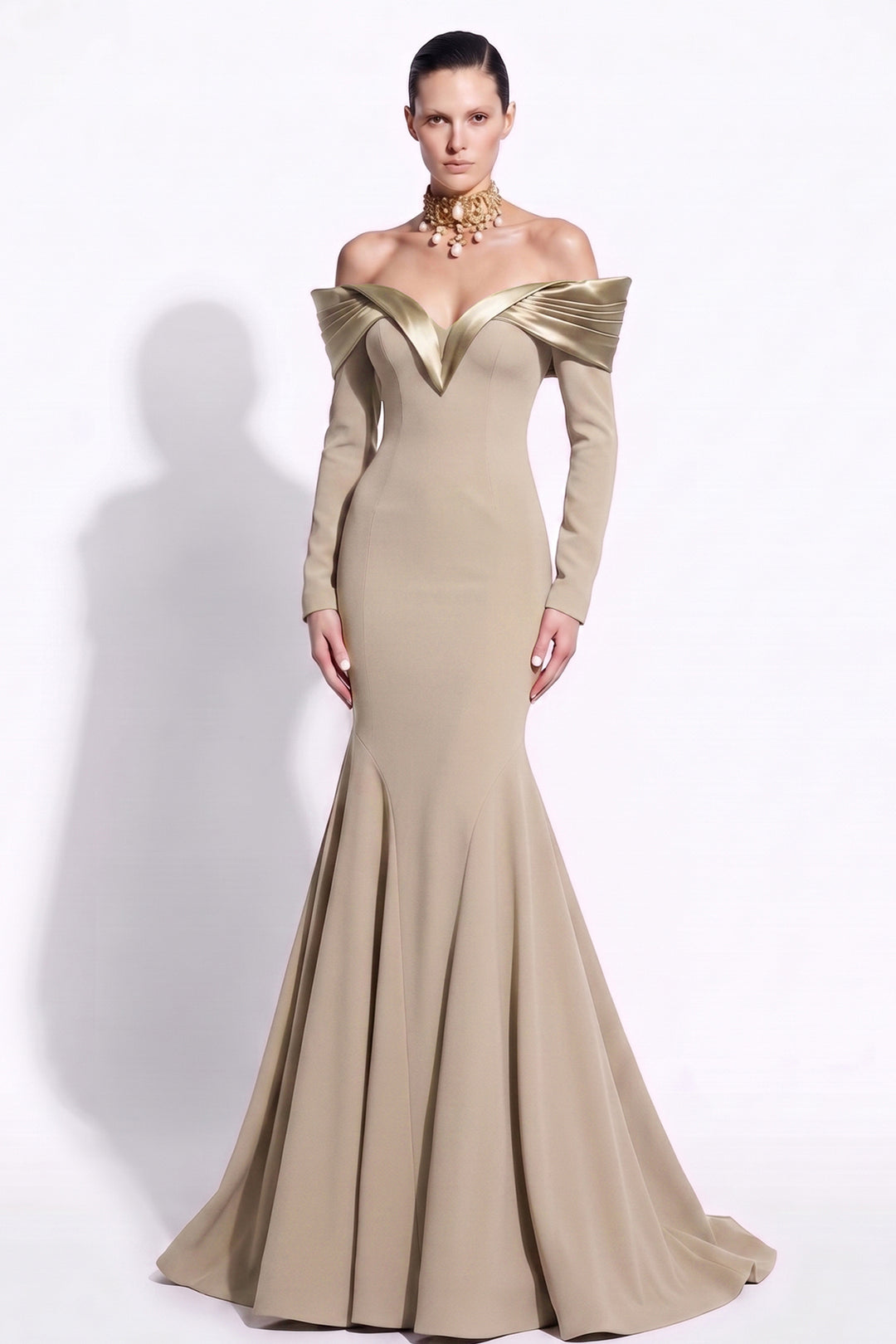 Off-The-Shoulder Satin Mermaid Long Dress