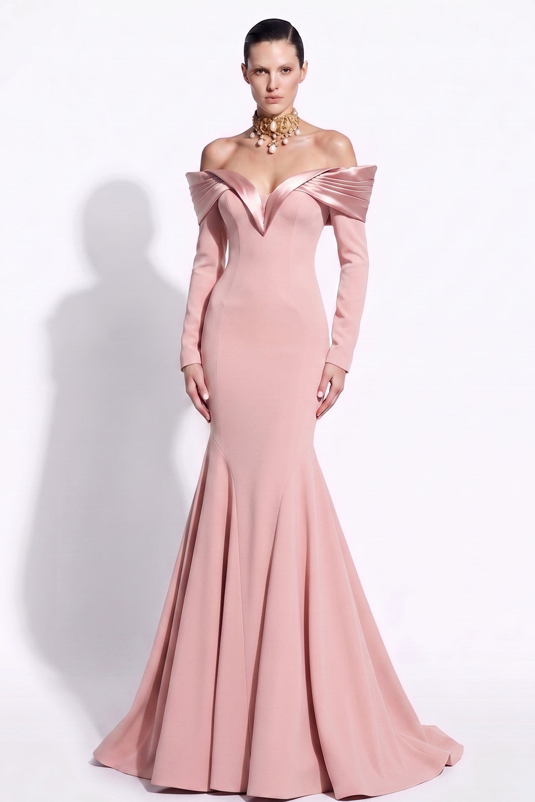 Off-The-Shoulder Satin Mermaid Long Dress