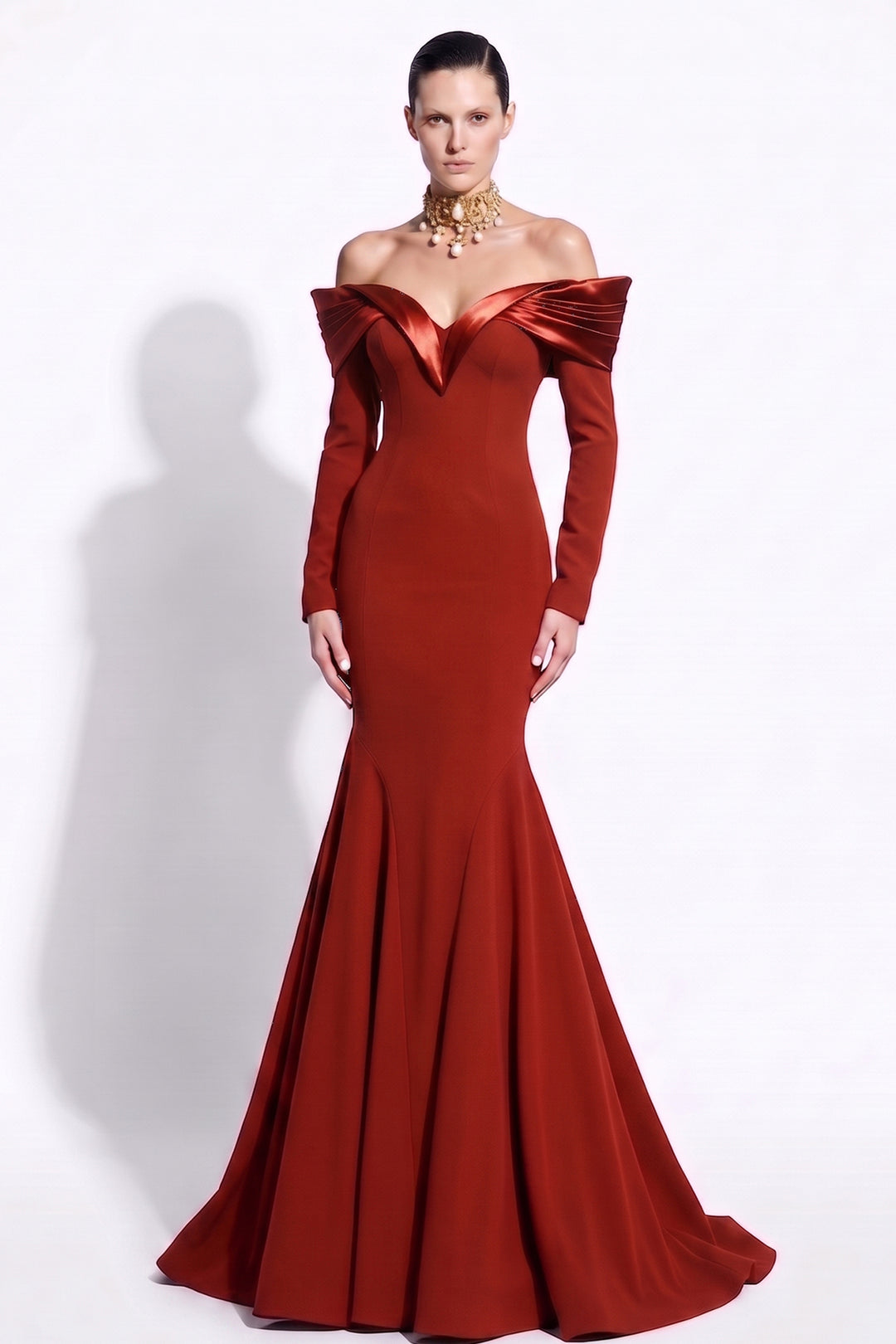 Off-The-Shoulder Satin Mermaid Long Dress