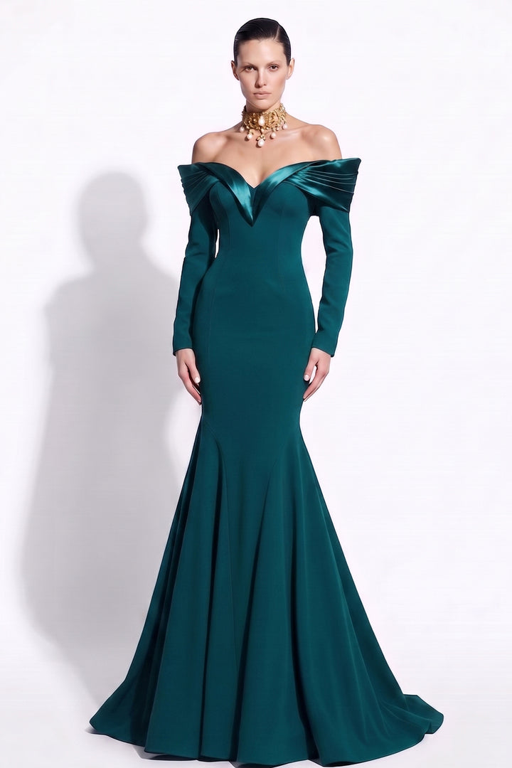 Off-The-Shoulder Satin Mermaid Long Dress
