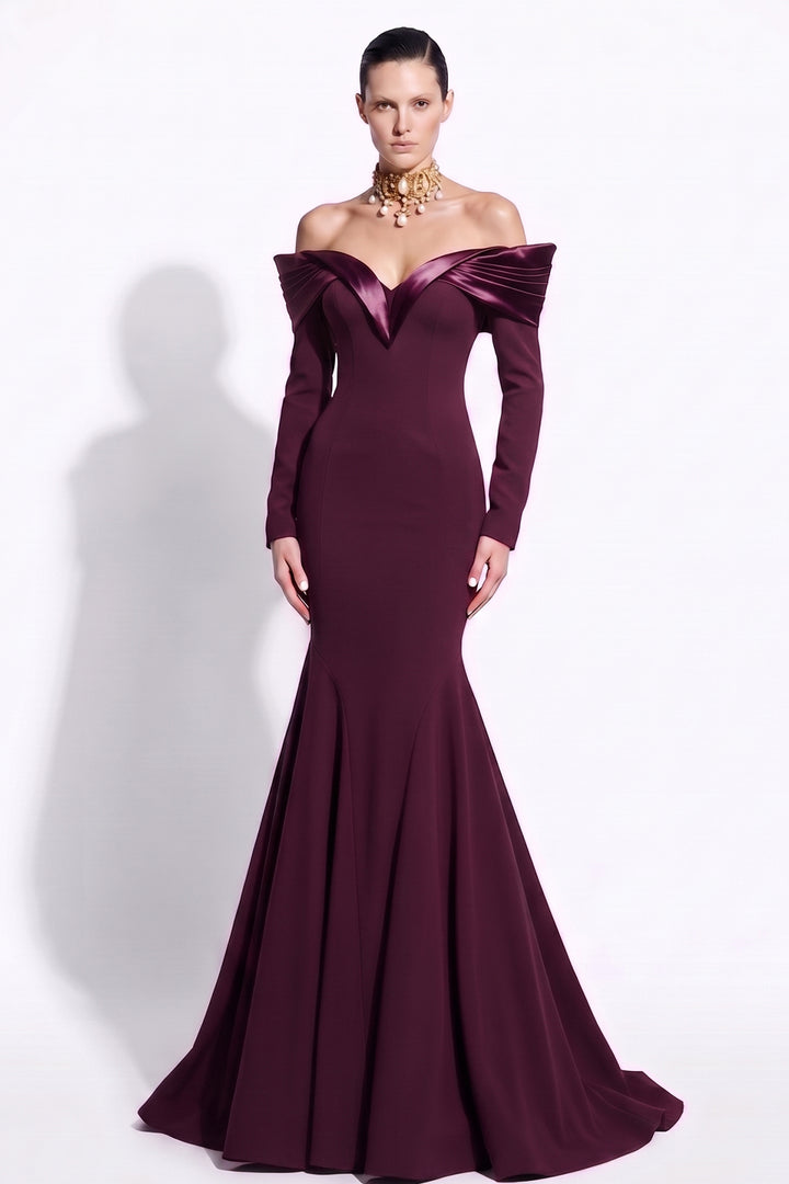 Off-The-Shoulder Satin Mermaid Long Dress