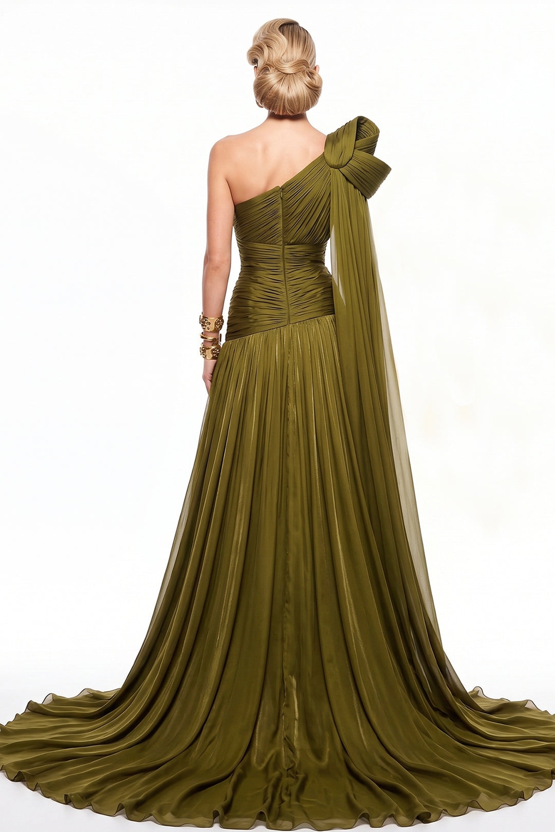 Asymmetrical One-Shoulder Pleated Dress