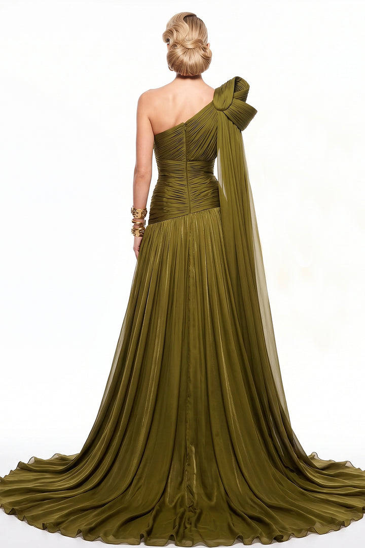Asymmetrical One-Shoulder Pleated Dress