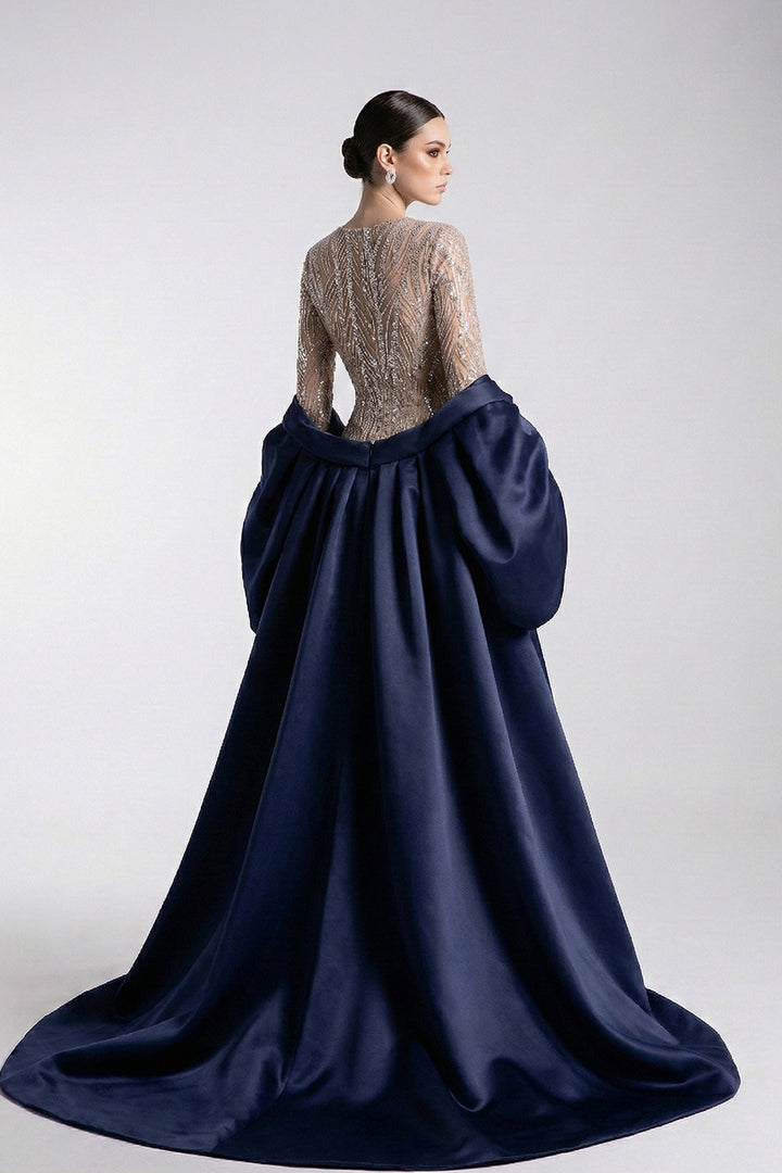 Mermaid Silhouette Long Dress with Cape