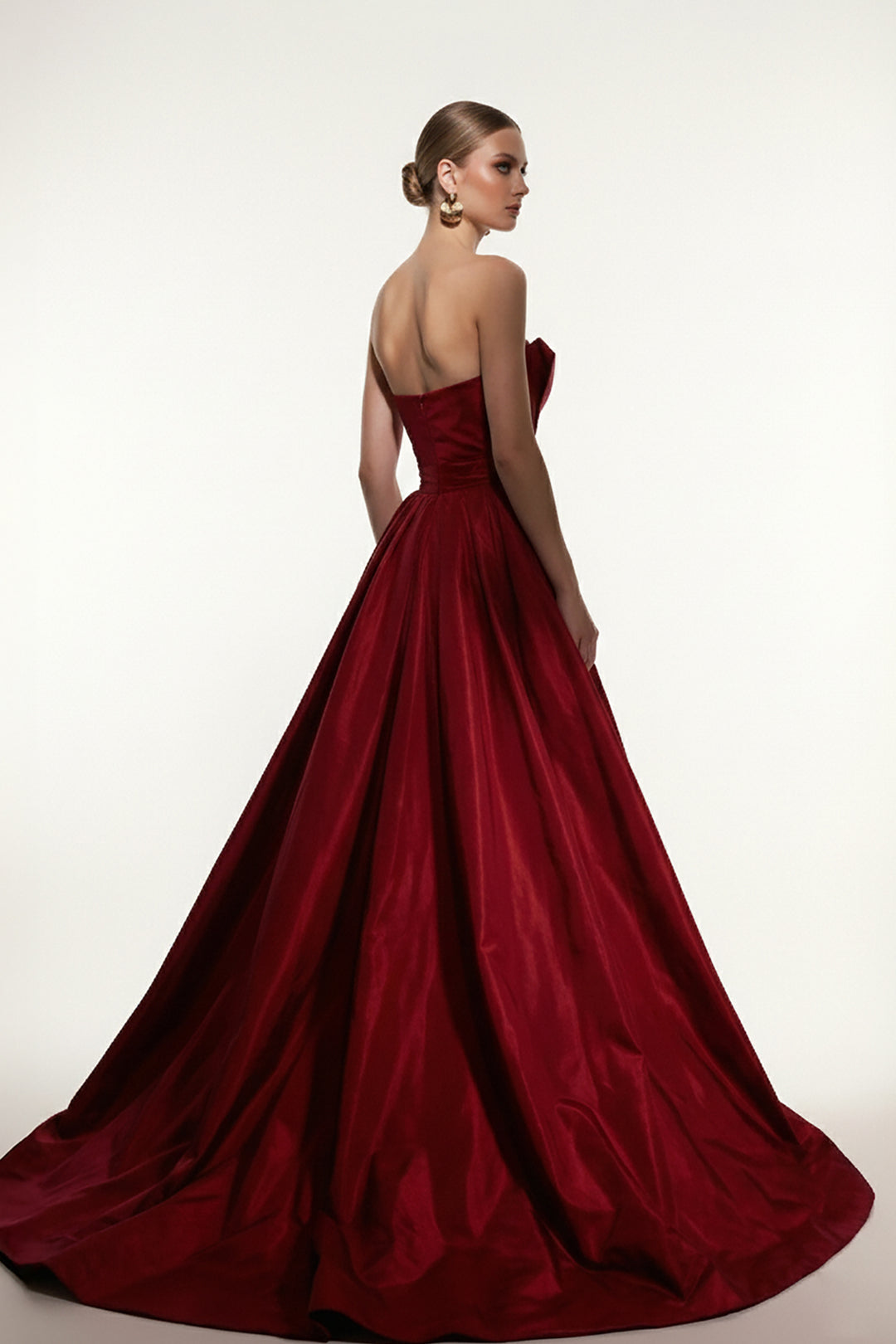 fitted a line dress 21Six LILIANA RED TAFFETA U-LINE DRESS