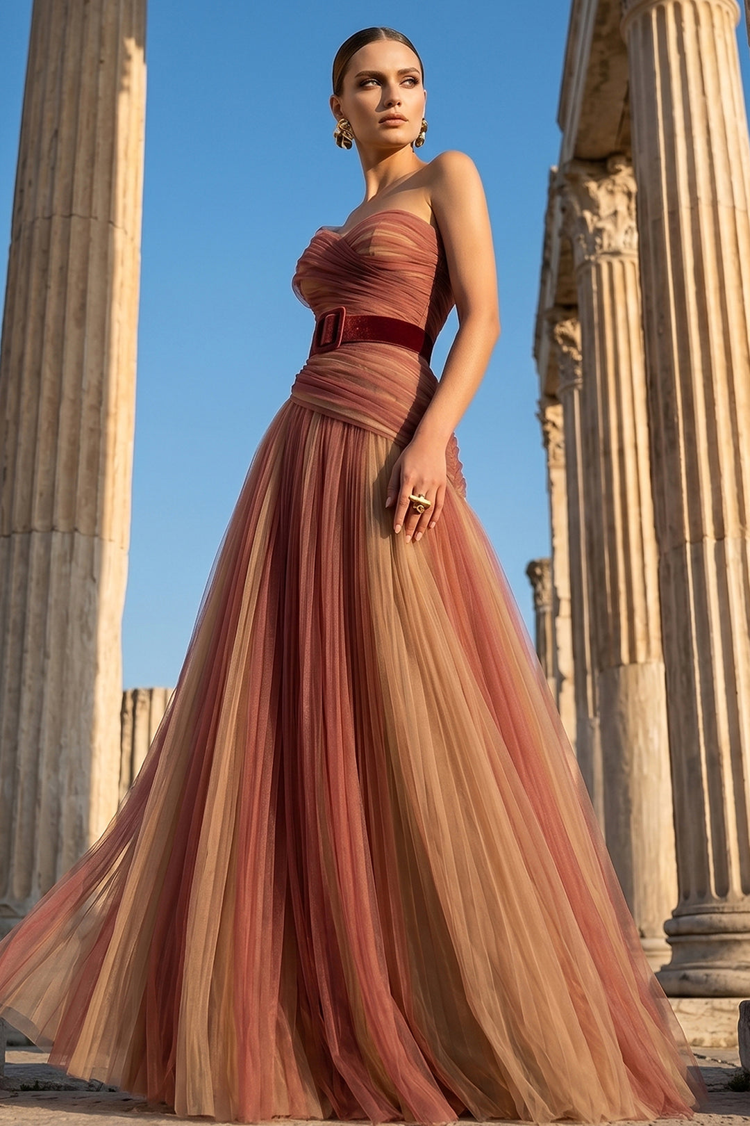One-Shoulder Belted A-Line Dress