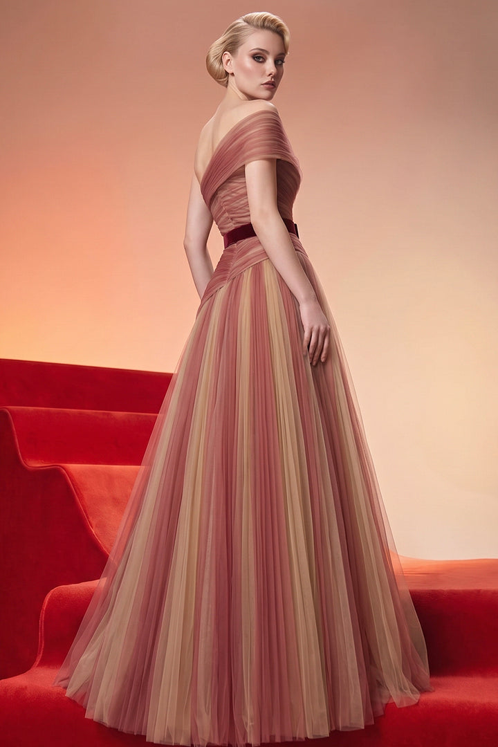 One-Shoulder Belted A-Line Dress