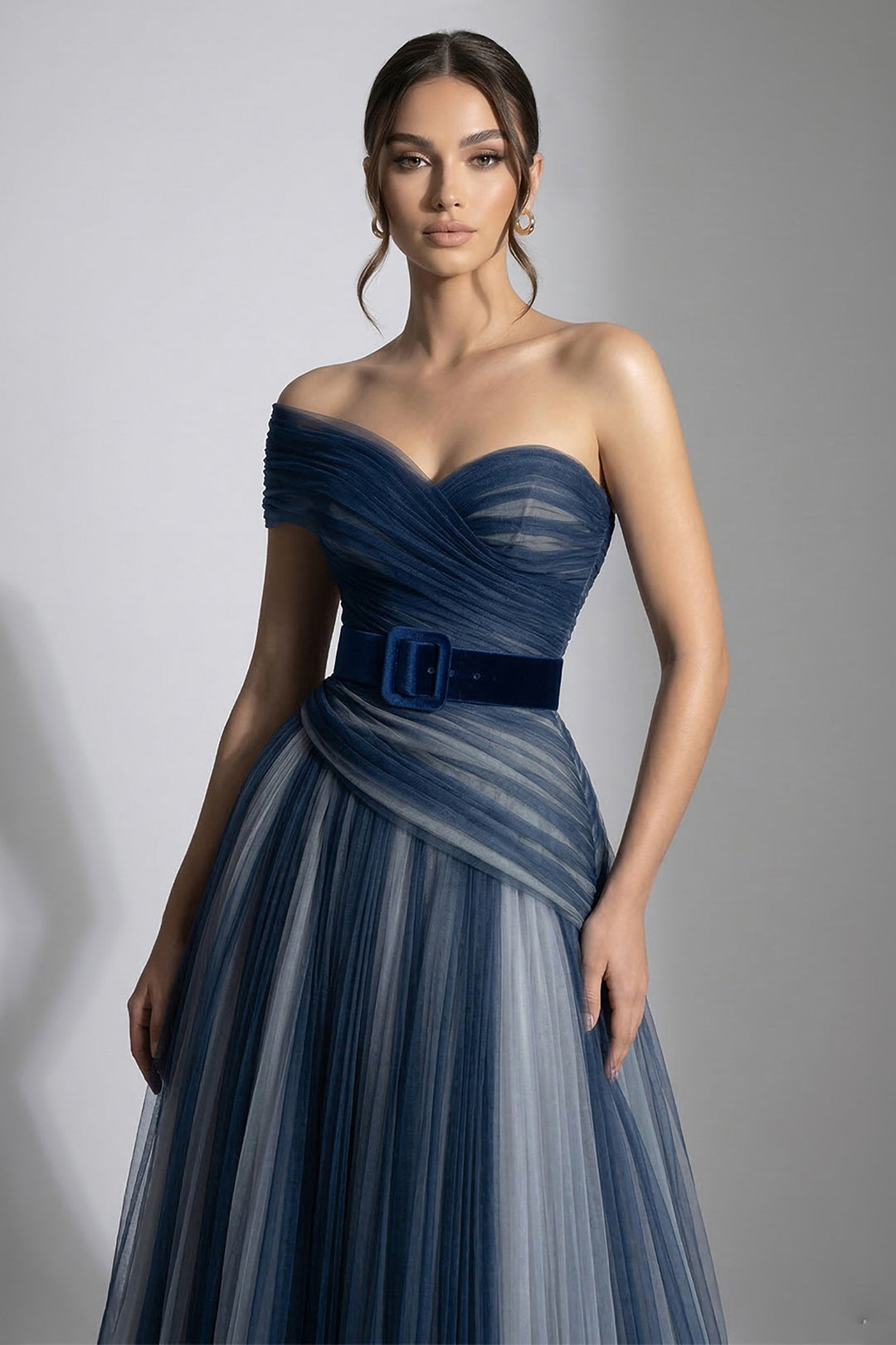 One-Shoulder Belted A-Line Dress