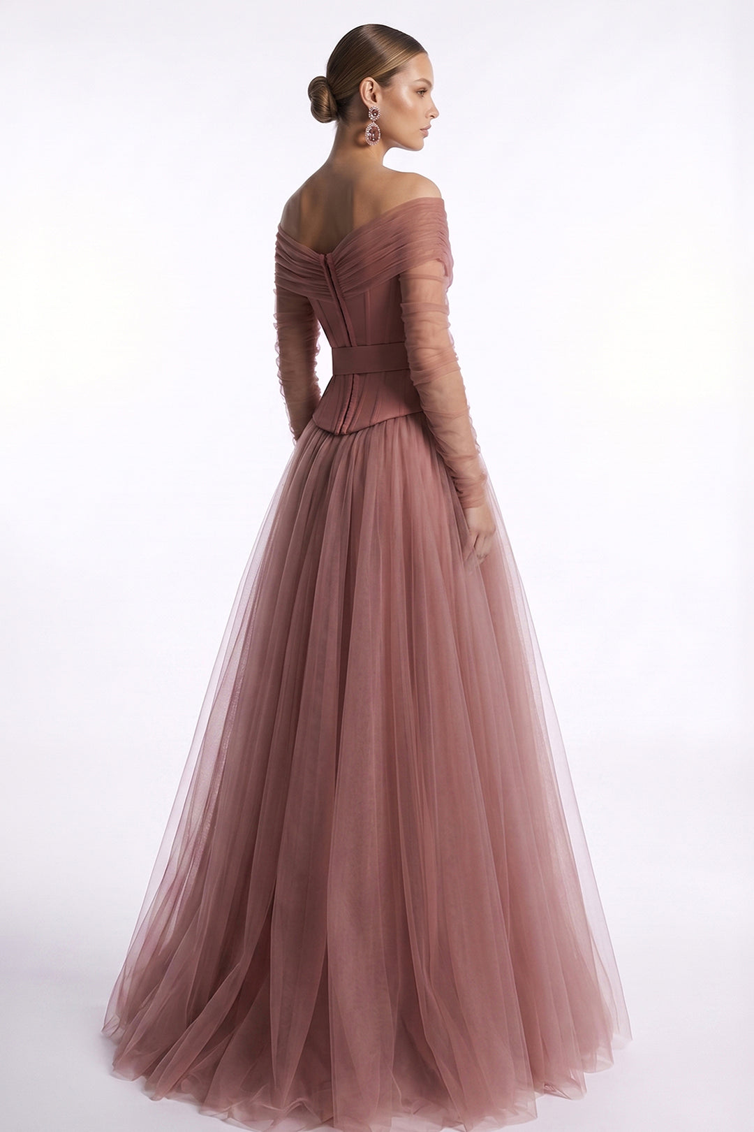 Off-The-Shoulder A-line Dress with Corset Detailing