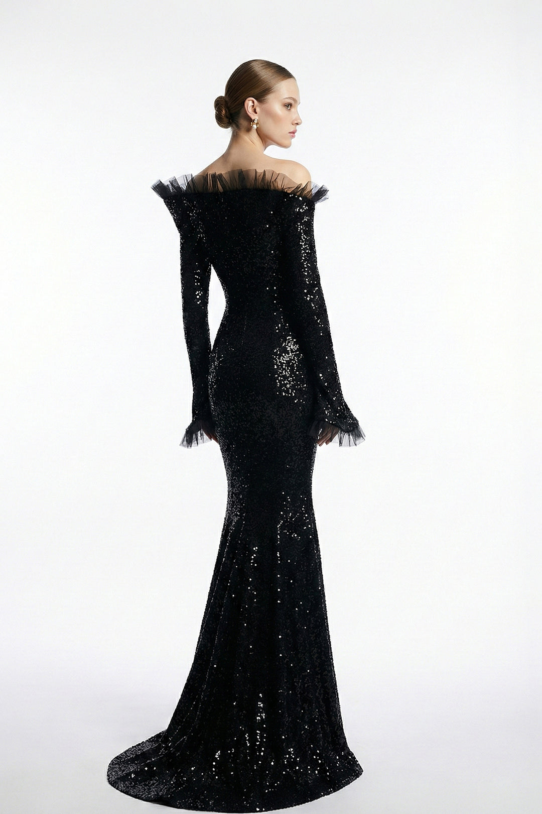 Off-The-Shoulder Mermaid Dress with Sculpted Bodice