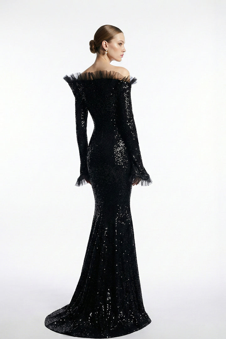 Off-The-Shoulder Mermaid Dress with Sculpted Bodice