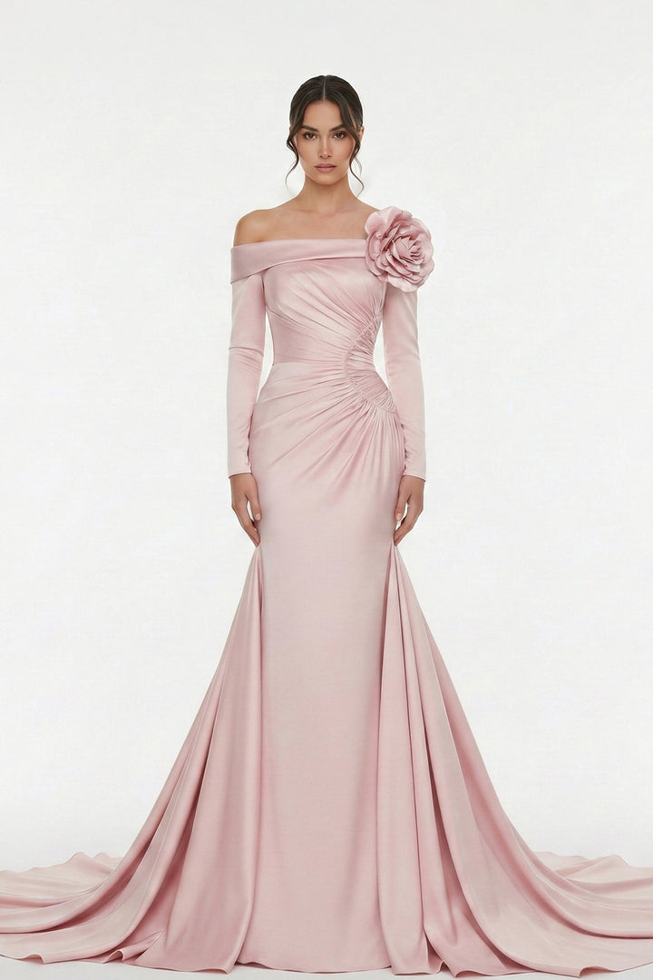 Off-The-Shoulder Mermaid Dress with Sculpted Draping