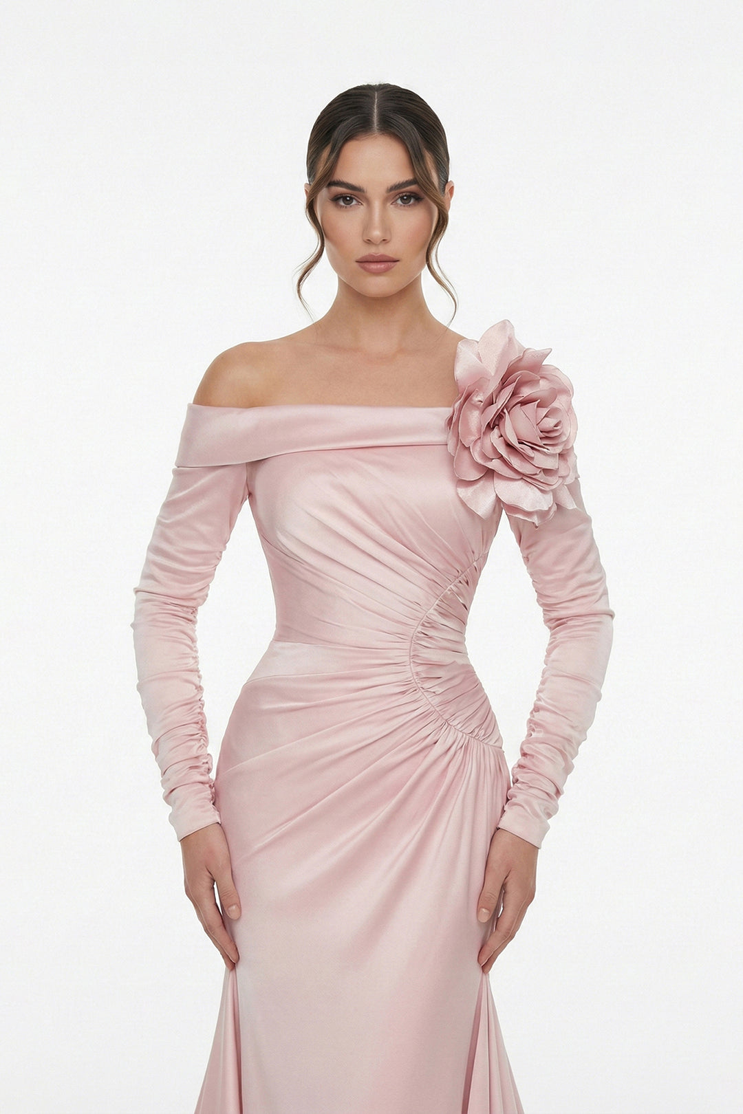 Off-The-Shoulder Mermaid Dress with Sculpted Draping