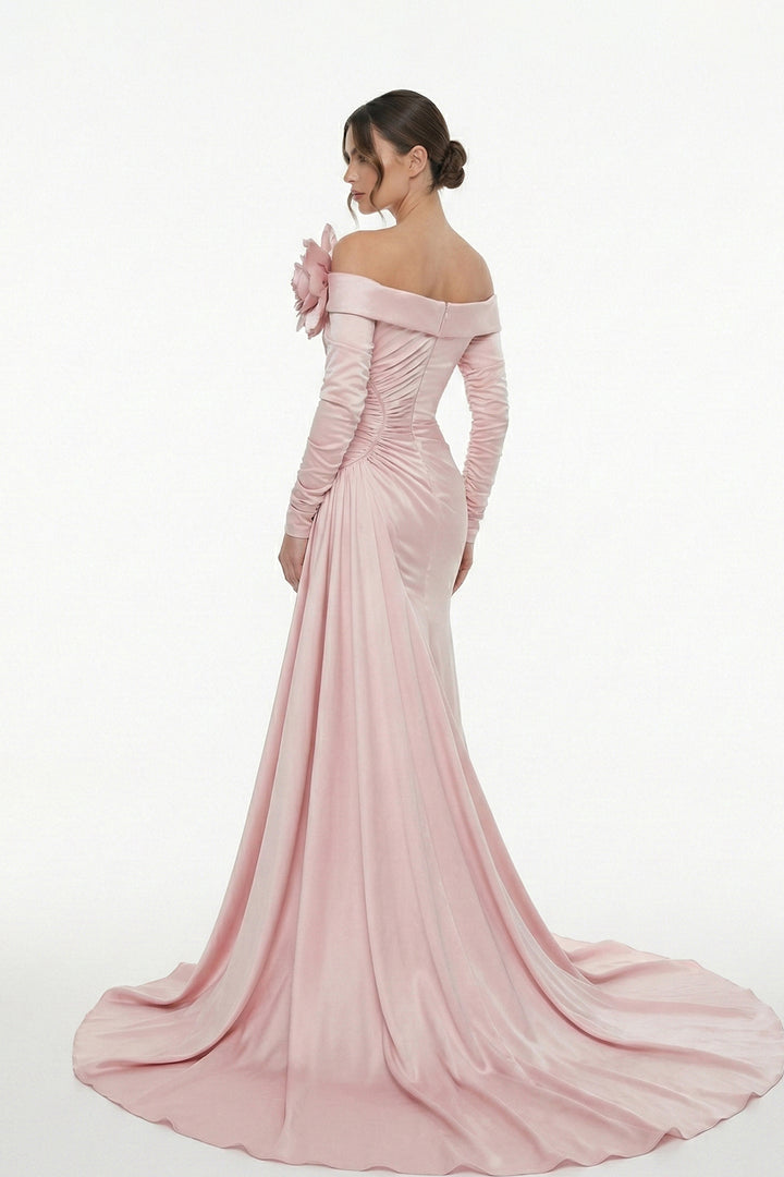 Off-The-Shoulder Mermaid Dress with Sculpted Draping