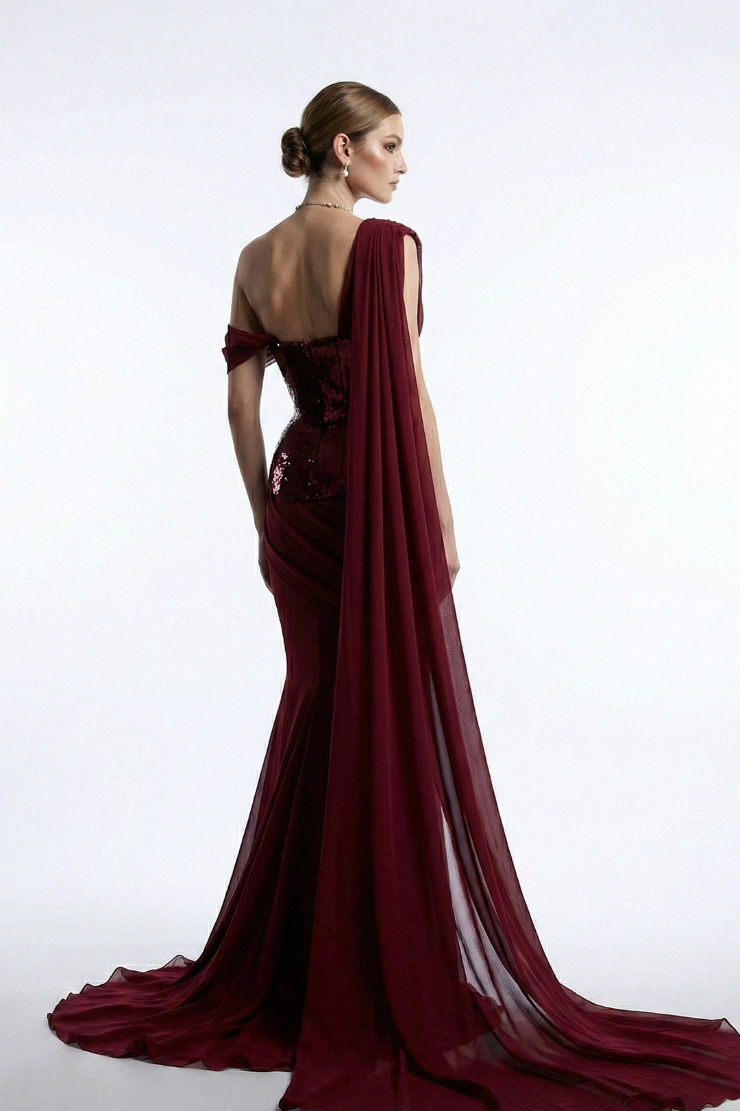 Asymmetrical One-Shoulder Dress with Beaded Corset