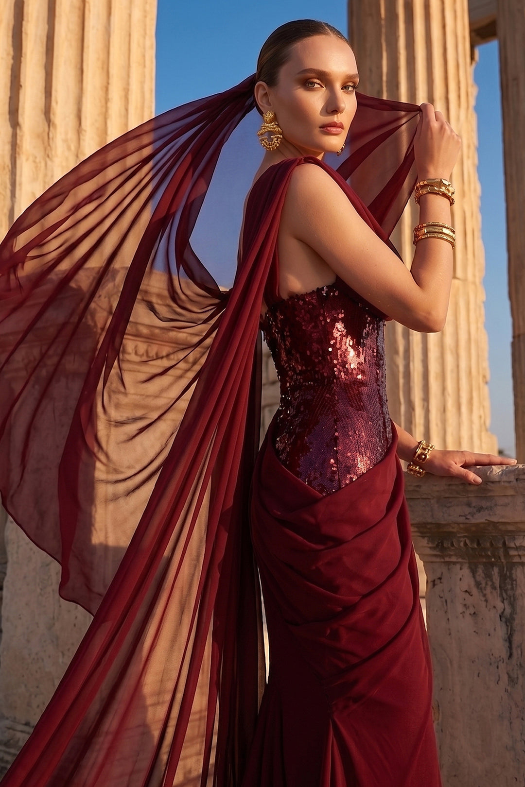 Asymmetrical One-Shoulder Dress with Beaded Corset