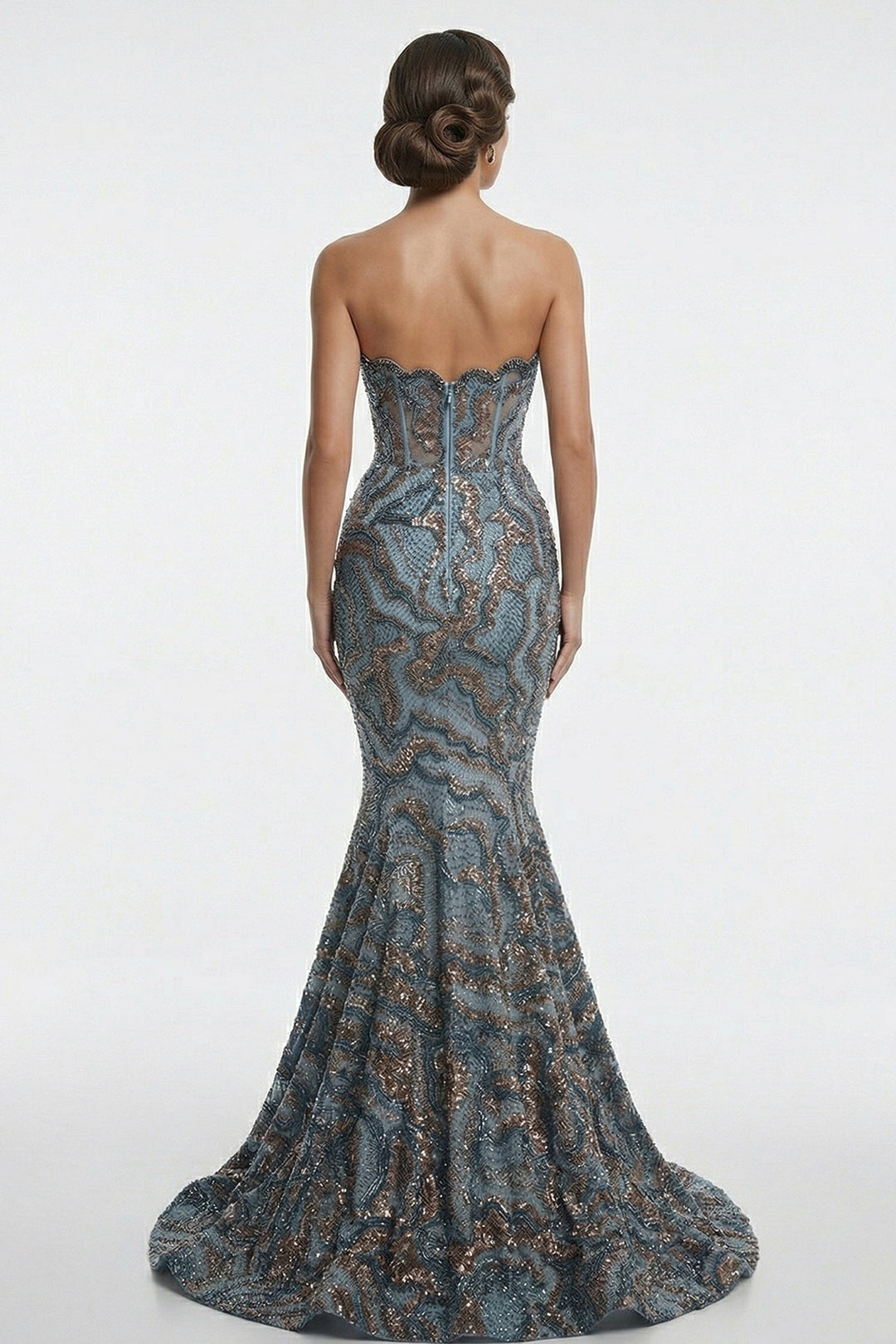 Embellished Abstract Wave Mermaid Dress