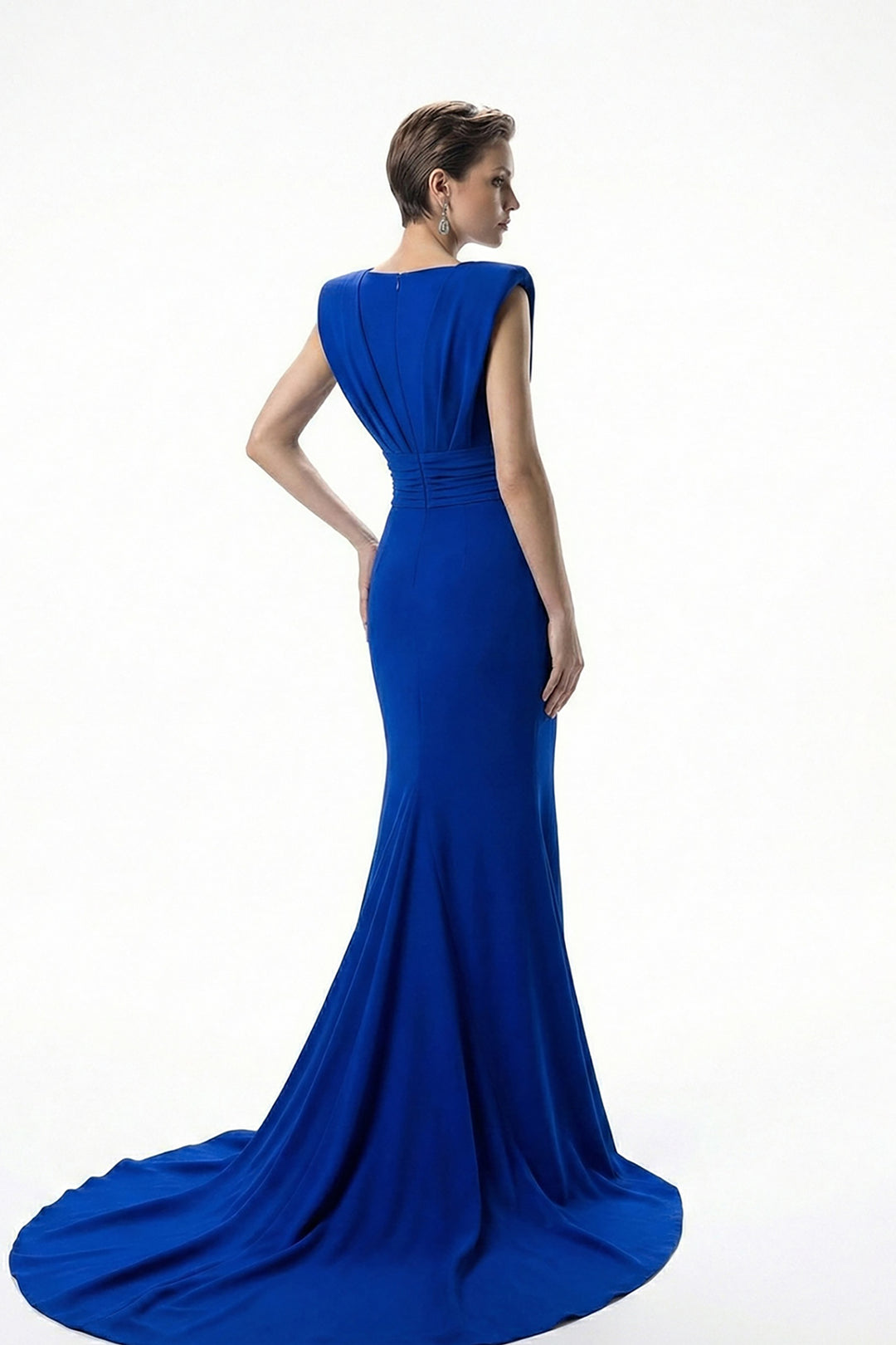 Mermaid Dress with Structured V-Neck Bodice