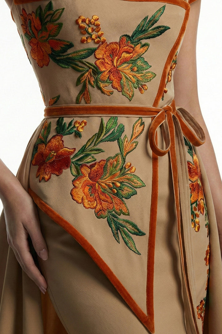One-Shoulder A-Line Dress with Curved Neckline