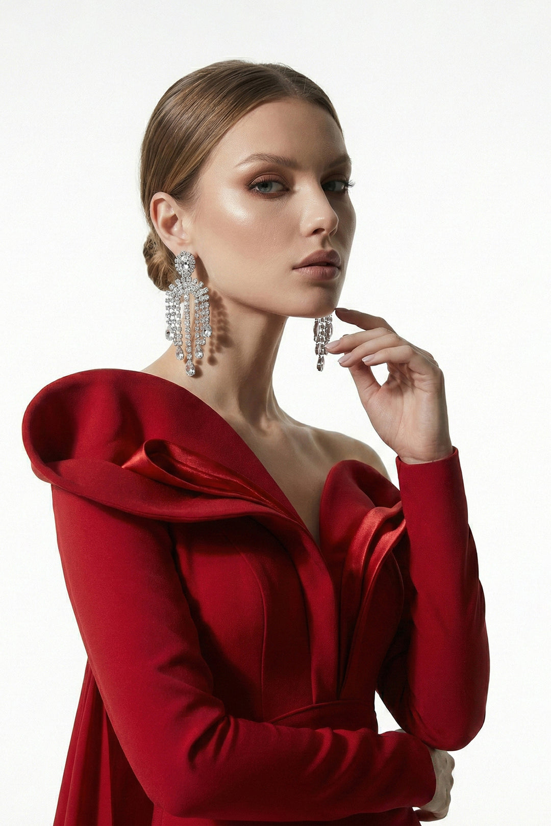 One-Shoulder Mermaid Dress with Back Cape