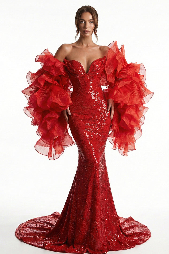 Plunging Sweetheart Corset Mermaid Dress