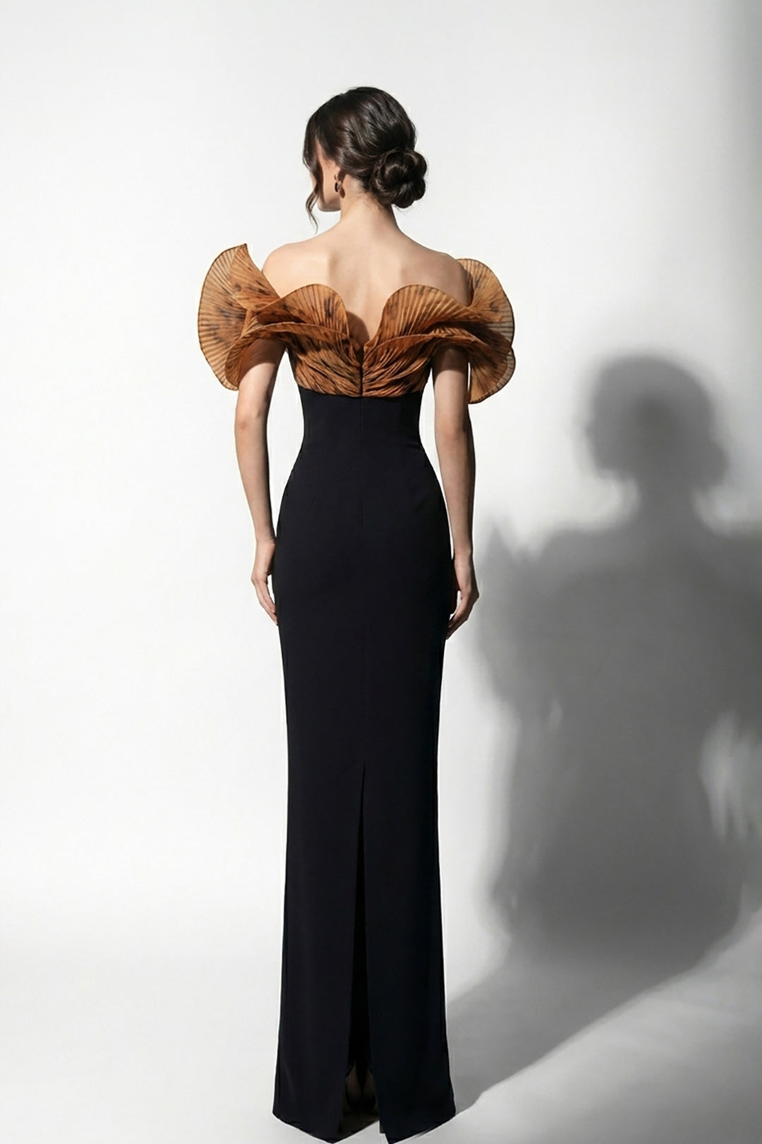 Column Dress with Sculptural Collar