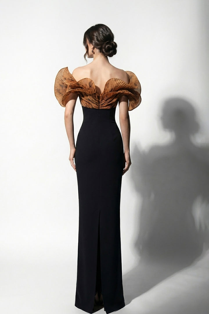 Column Dress with Sculptural Collar