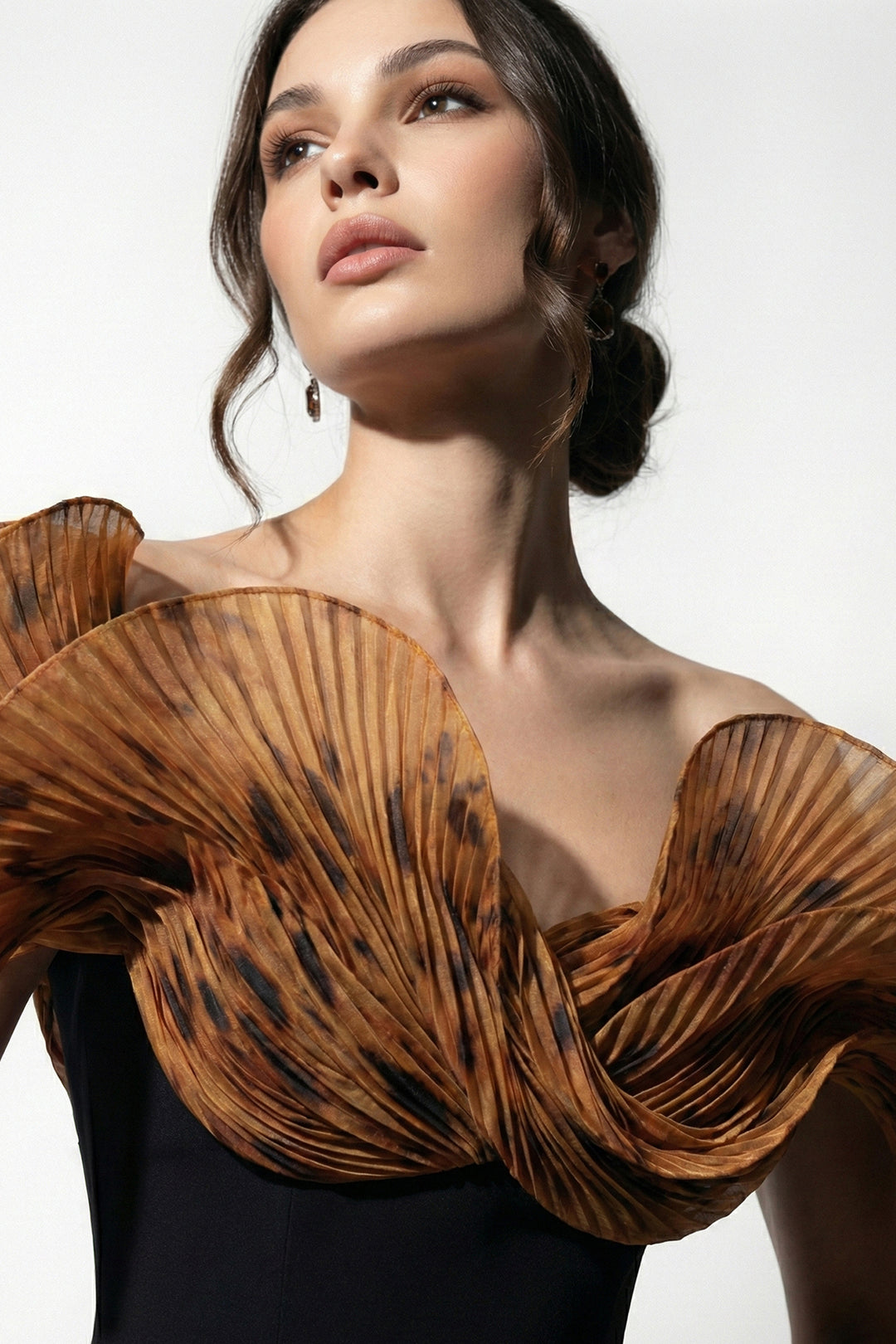 Column Dress with Sculptural Collar