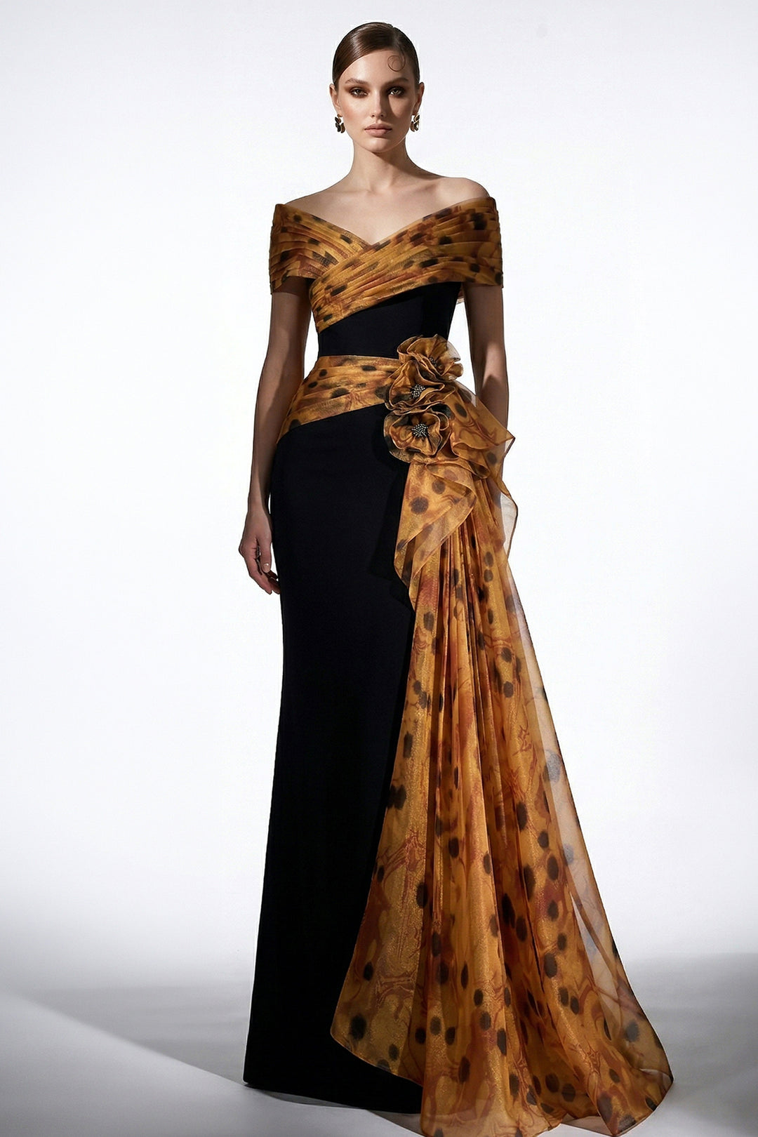 Off-The-Shoulder 3D Floral Mermaid Dress