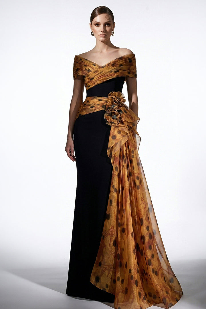 Off-The-Shoulder 3D Floral Mermaid Dress