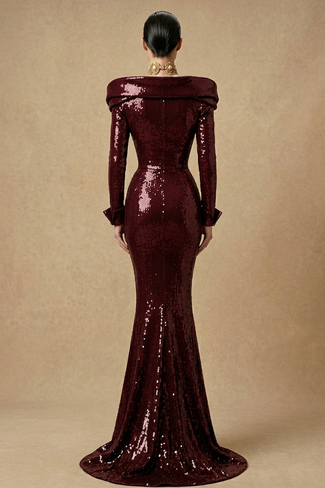 Off-The-Shoulder Draped Cowl Mermaid Dress