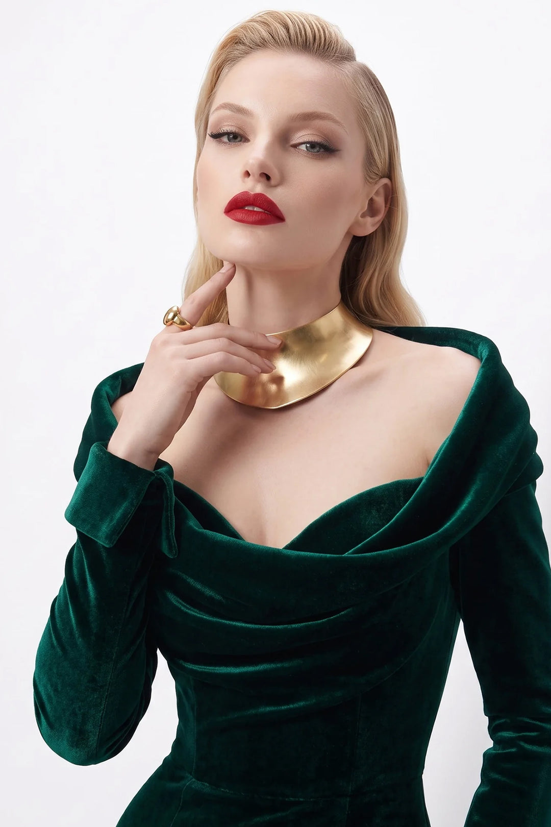 Long Sleeved Mermaid Dress with Structured Cuffs