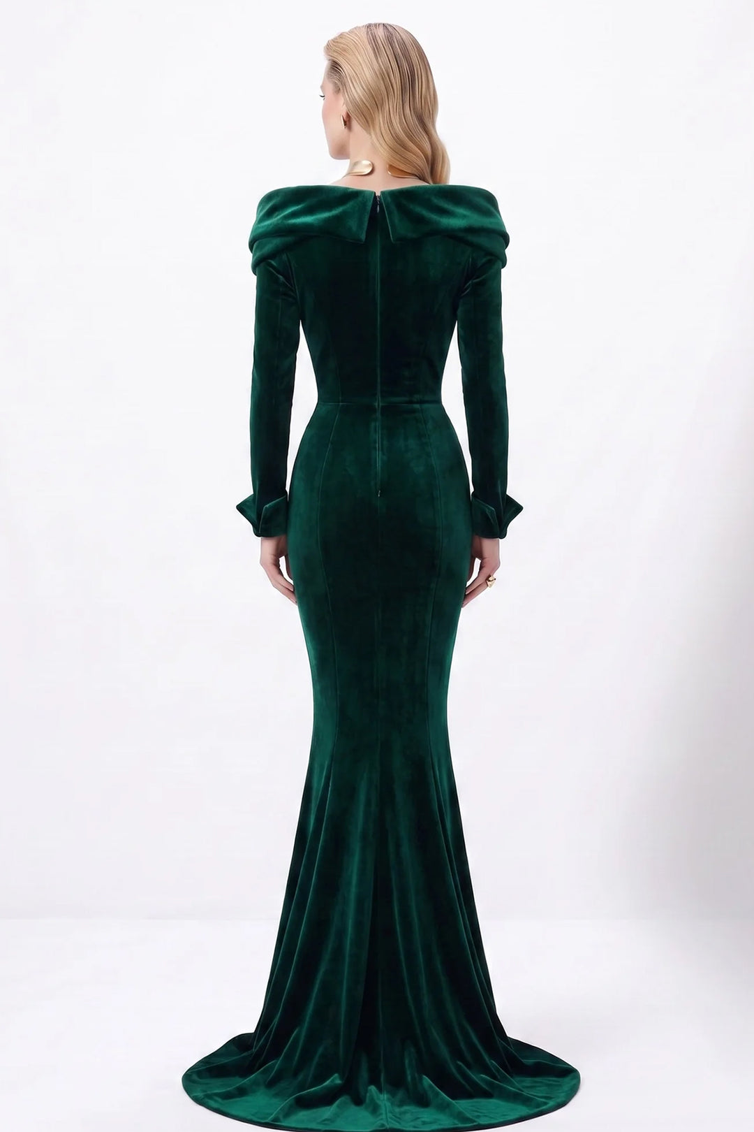 Long Sleeved Mermaid Dress with Structured Cuffs