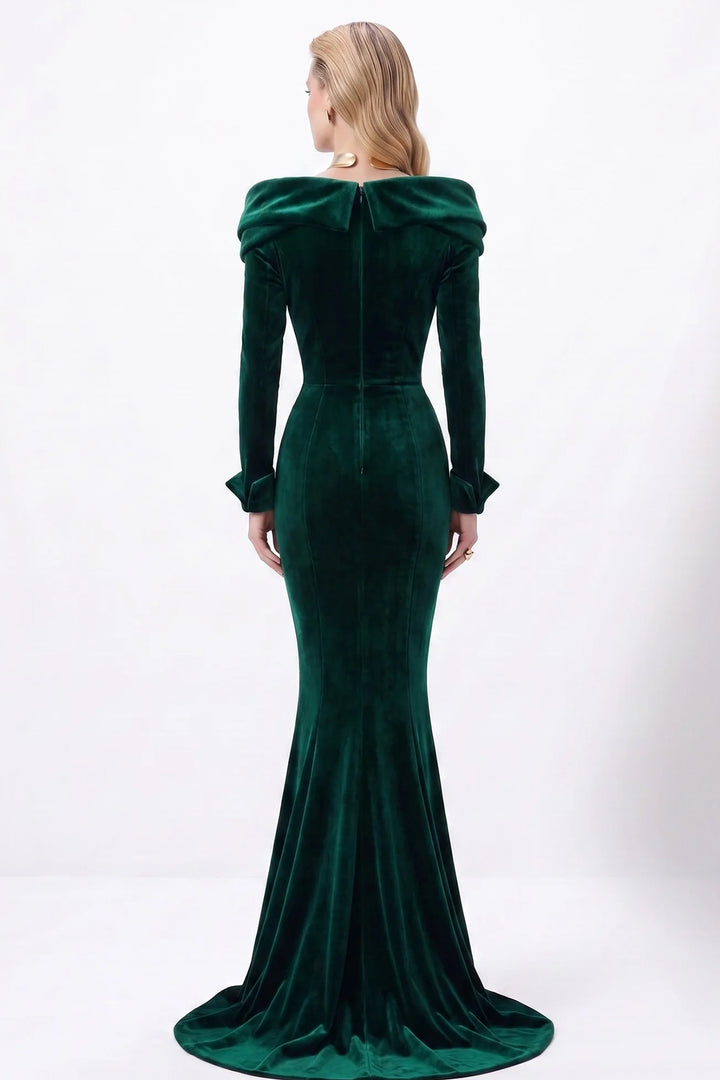 Long Sleeved Mermaid Dress with Structured Cuffs