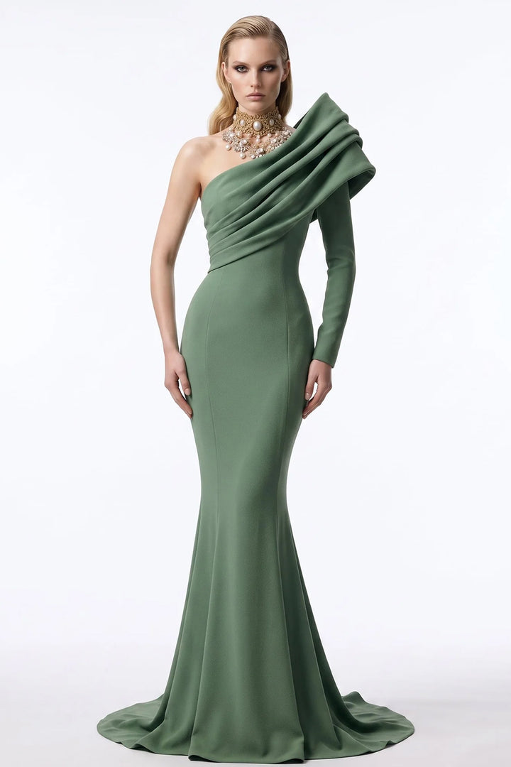 Asymmetrical One-Shoulder Crepe with Mermaid Dress