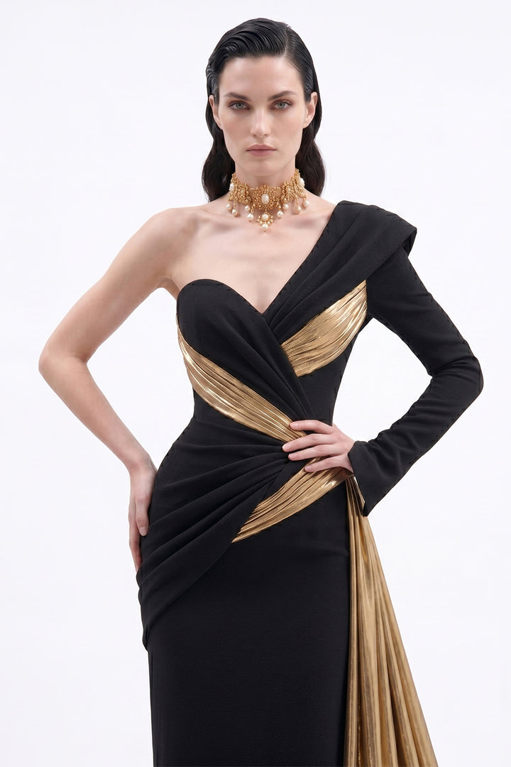 Asymmetrical One-Shoulder Column Dress
