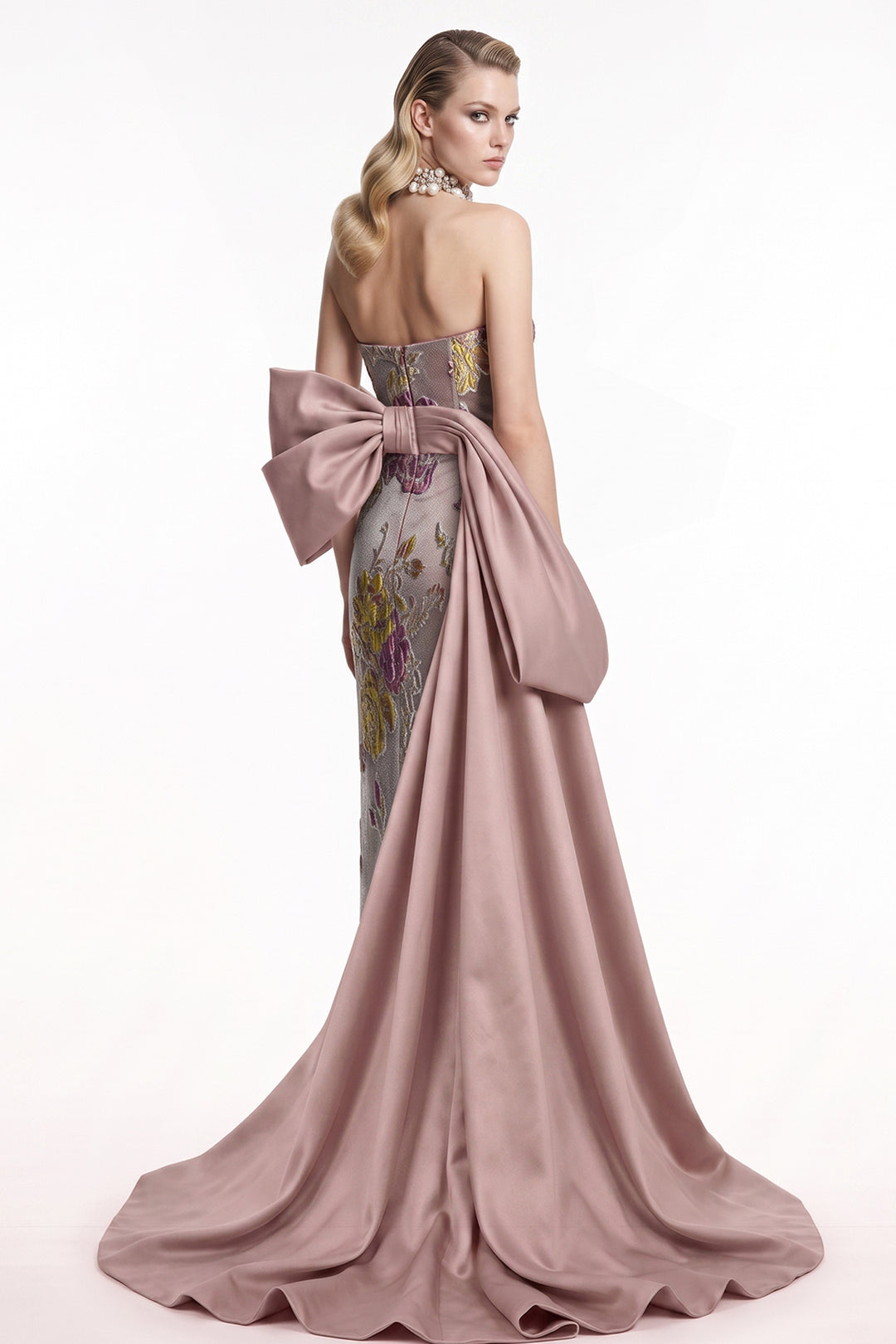 Strapless Architectural with Column Dress