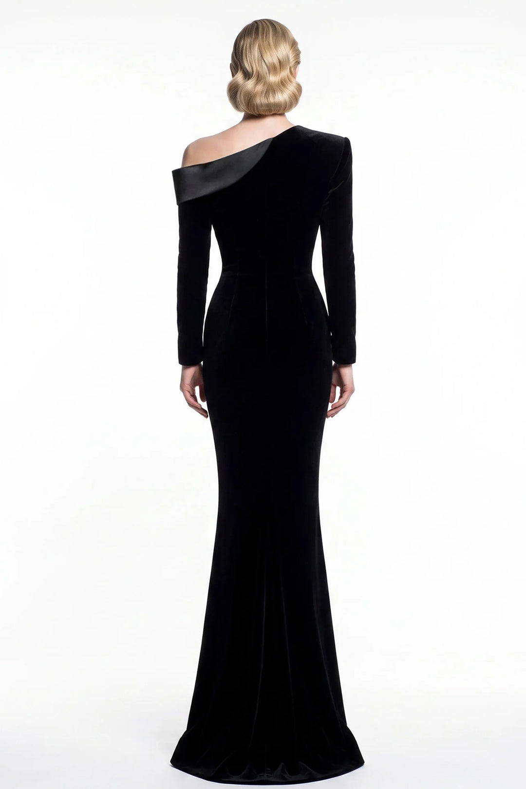 Asymmetrical Off-The-Shoulder Satin with Mermaid Dress