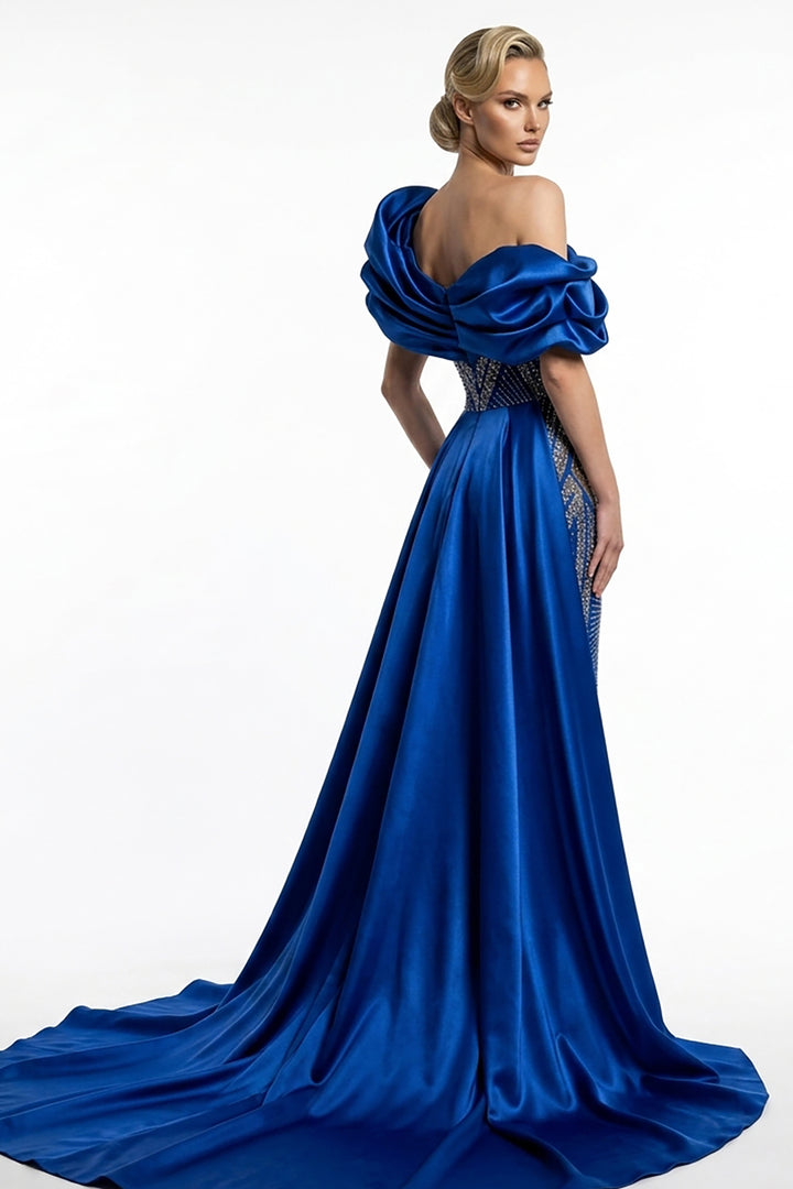 Off-The-Shoulder with Art Deco Beaded Dress