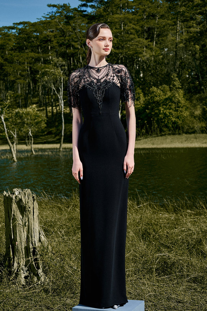 Black Dress with Beaded Embellishments