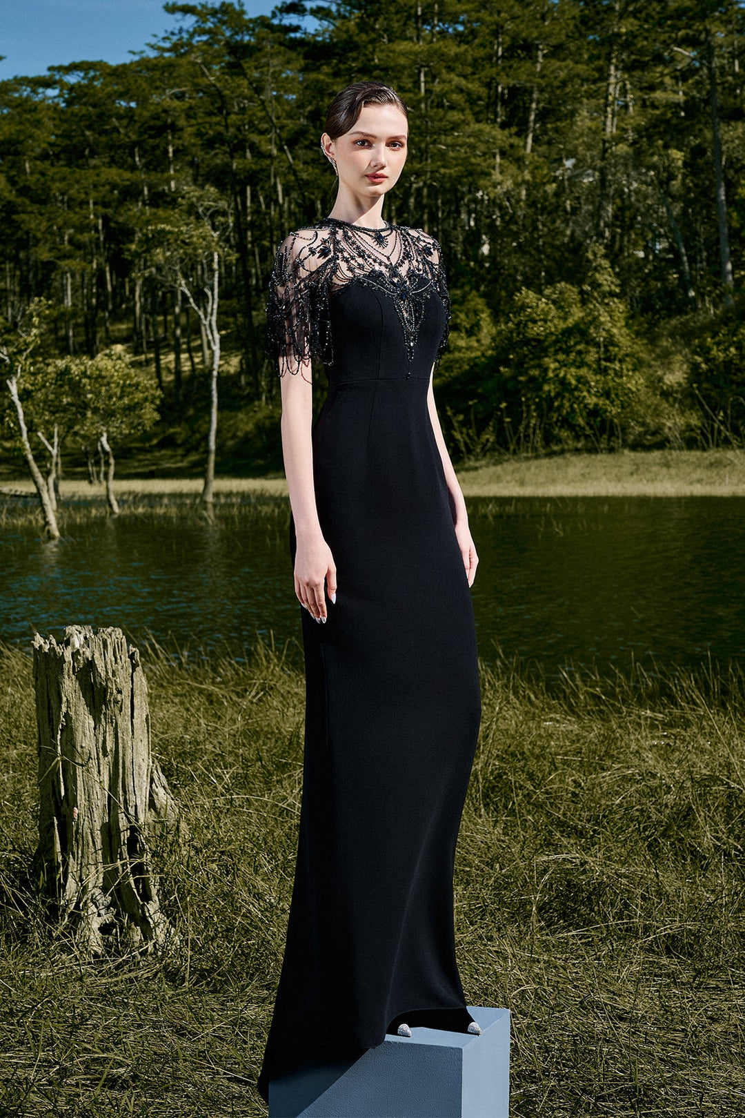 Black Dress with Beaded Embellishments