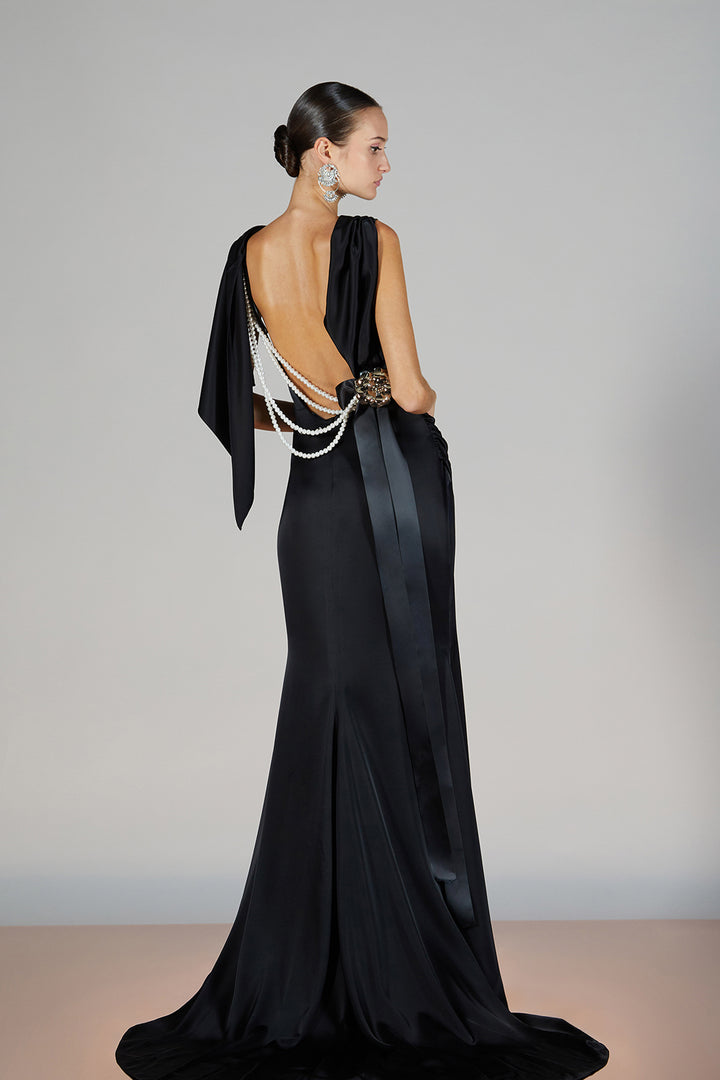 Column Dress with an Open Neckline